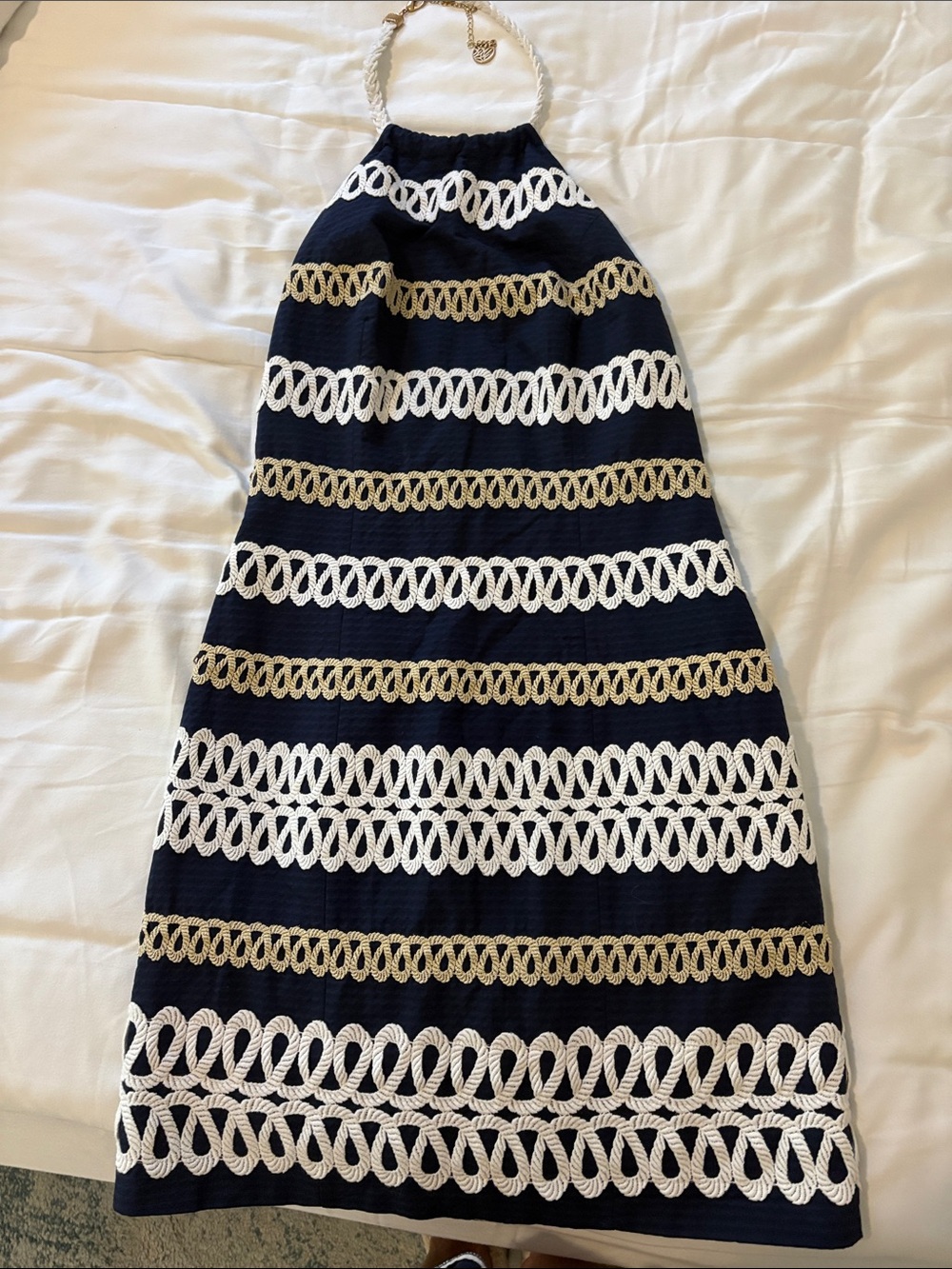 Lily Pulitzer Cambrey Navy Rope Nautical Halter Dress 6
